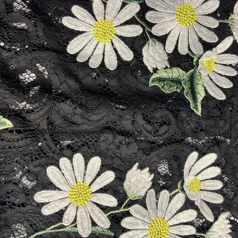 Floral Embroidered Sheer‎ Boho Hippie Black Dress Women S/M - Picture 5 of 10